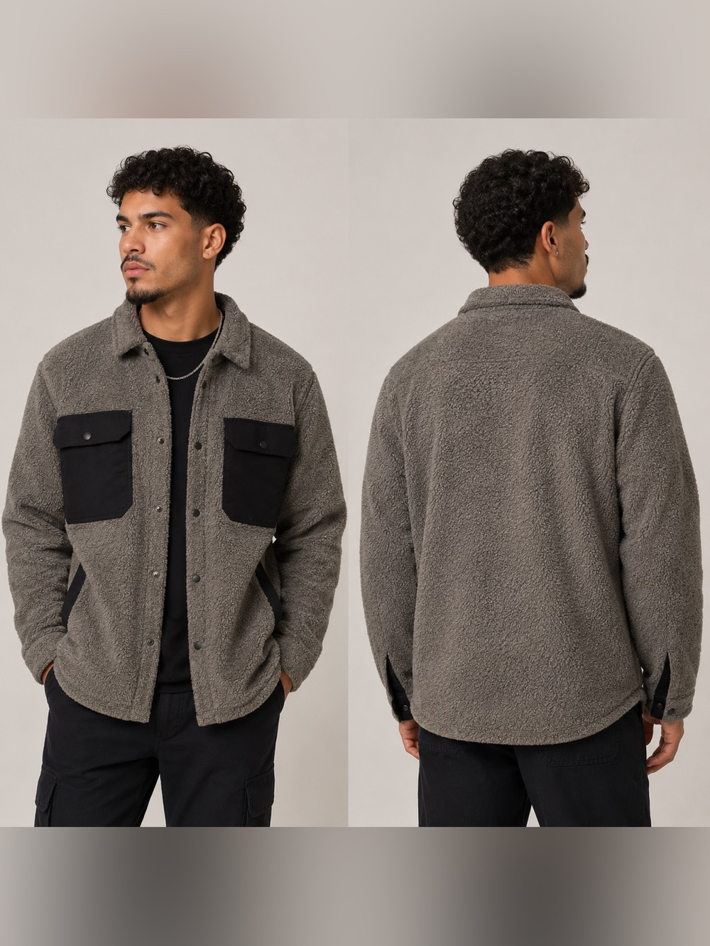 OuterKnown Men's Cozy Teddy Shacket Button Up - XL